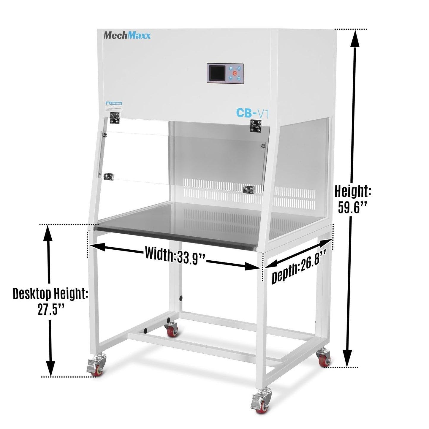 MechMaxx 33.9″ Wide CB-V1 Vertical Laminar Flow Clean Bench with HEPA Filtration & UV Sterilization | ISO Class 5,CB-V1