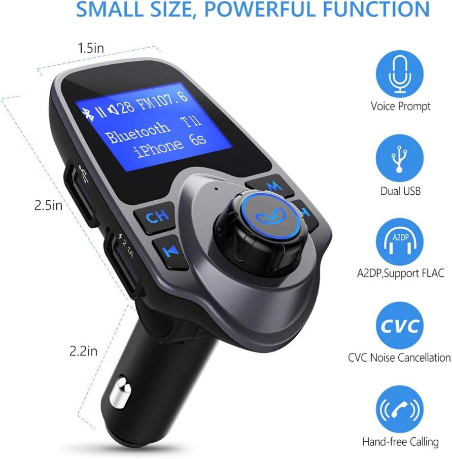 Soufyuane T11 MP3 Wireless Bluetooth FM Transmitter Handsfree Car Kit Player Wireless Bluetooth Adapter with Dual USB