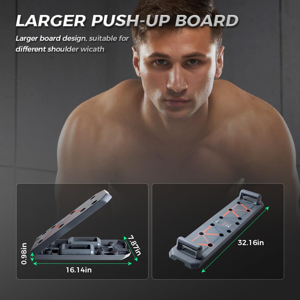KEEP Push Up Board, 18-in-1 Foldable Pushup Bar for Men & Women, Portable Home Gym Equipment for Chest, Triceps, Shoulder & Back Workout, Heavy-Duty ABS Muscle Strength Training System (Grey)