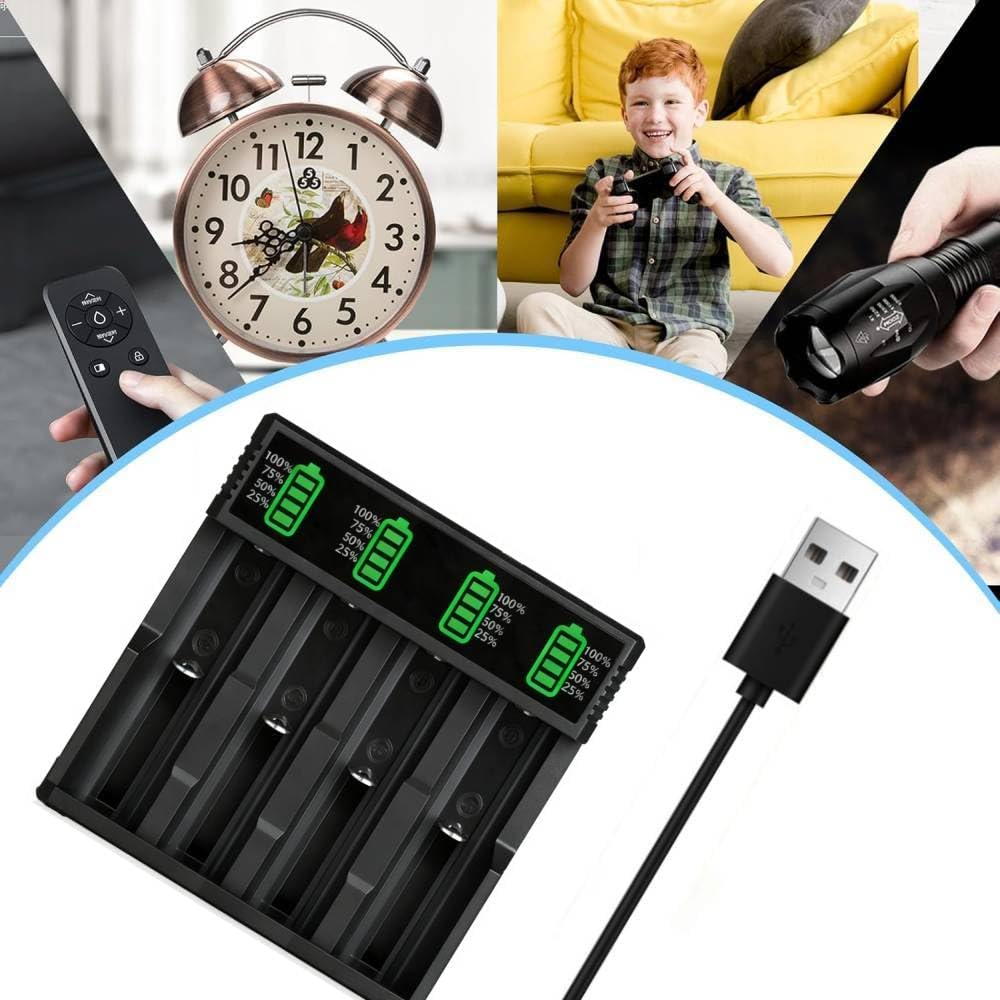 Generic 18650 4 3.7V 10440 14500 16340 18350 18500 18700 20700 21700 26650 Battery Charger, Bay LCD Display Smart Fast