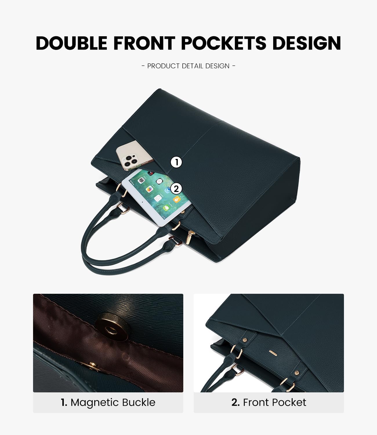 LOVEVOOK 15.6 Inch Laptop Tote Bag for Women, Leather Business Office Work Bag Computer Briefcase with Small Clutch fit