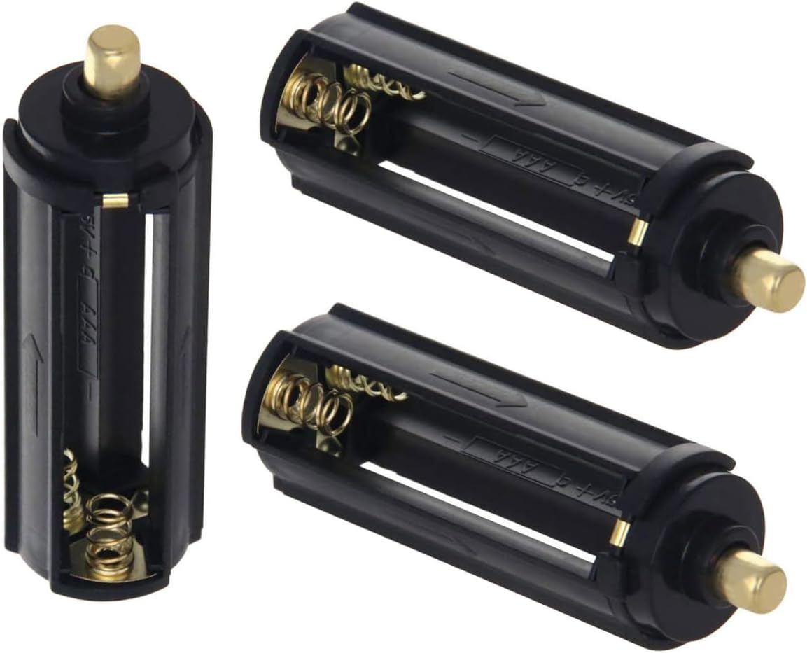 CLEZGO 3Pcs 3 1.5V AAA Battery Holder Adapter Black Cylindrical Battery Storage Case Holder for x AAA Batteries