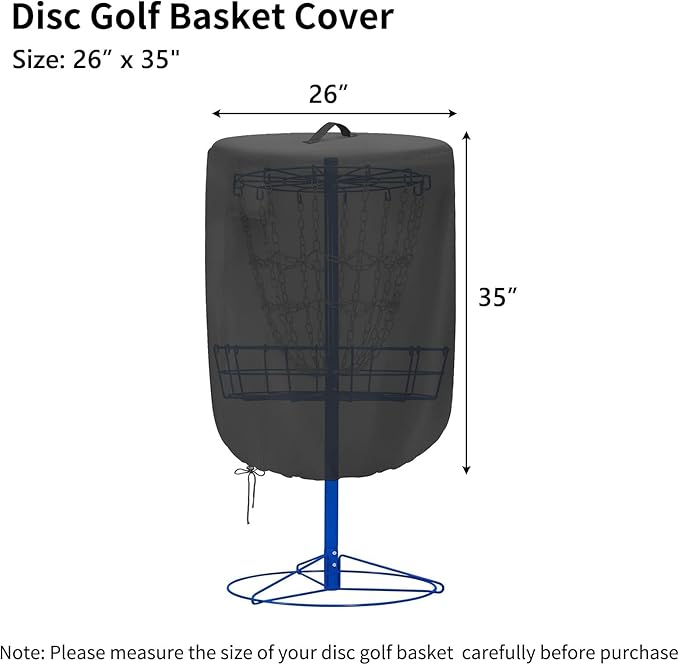 Disc Golf Basket Cover Outdoor Waterproof Chain Universal Flying Disc Golf Practice Basket Covers Dustproof Anti-UV 26" D x 35" H Black