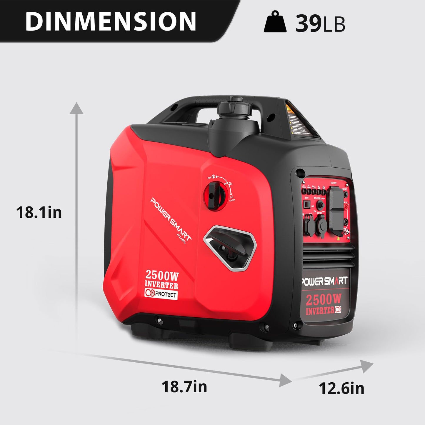 PowerSmart 2500W Gas Powered Portable Inverter Generator With CO Sensor- Super Quiet Generator for Home Use, Camping, Outdoor Use, Parallel Ready, EPA Compliant