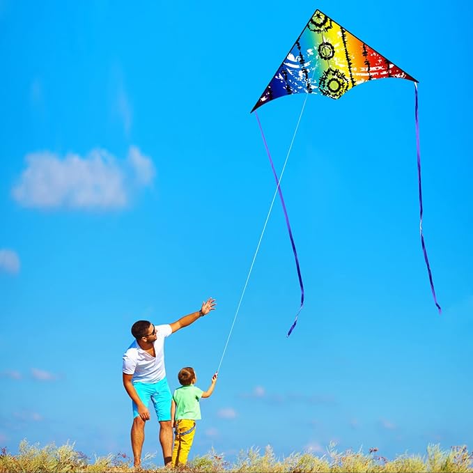 HONBO Delta Kite for Kids Easy to Fly,Large Kite for Adults, Colorful Kite for Children Ages 4-10