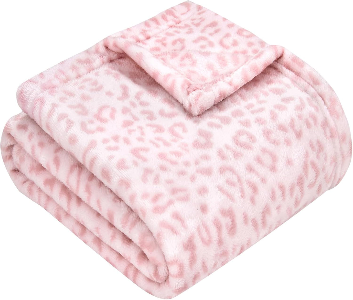 Yurhap Leopard Print Baby Blanket - Ultra Soft Cozy Fleece for Girls | 30"x40", Light Pink