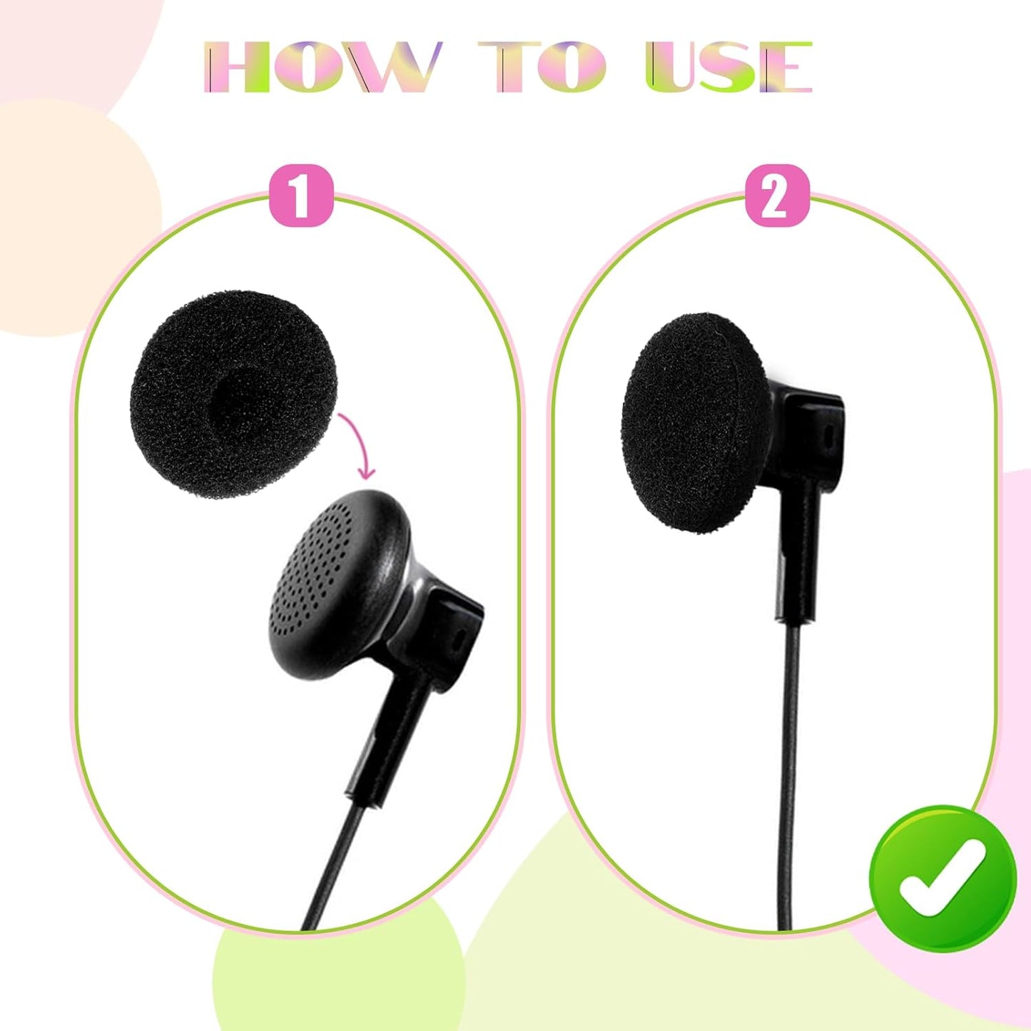 LXUEJIE 50 18mm Headsets, Pcs Earbud Sponge Cover Protector, Soft Foam Tips Earbud Covers, Black Replacement Sponge