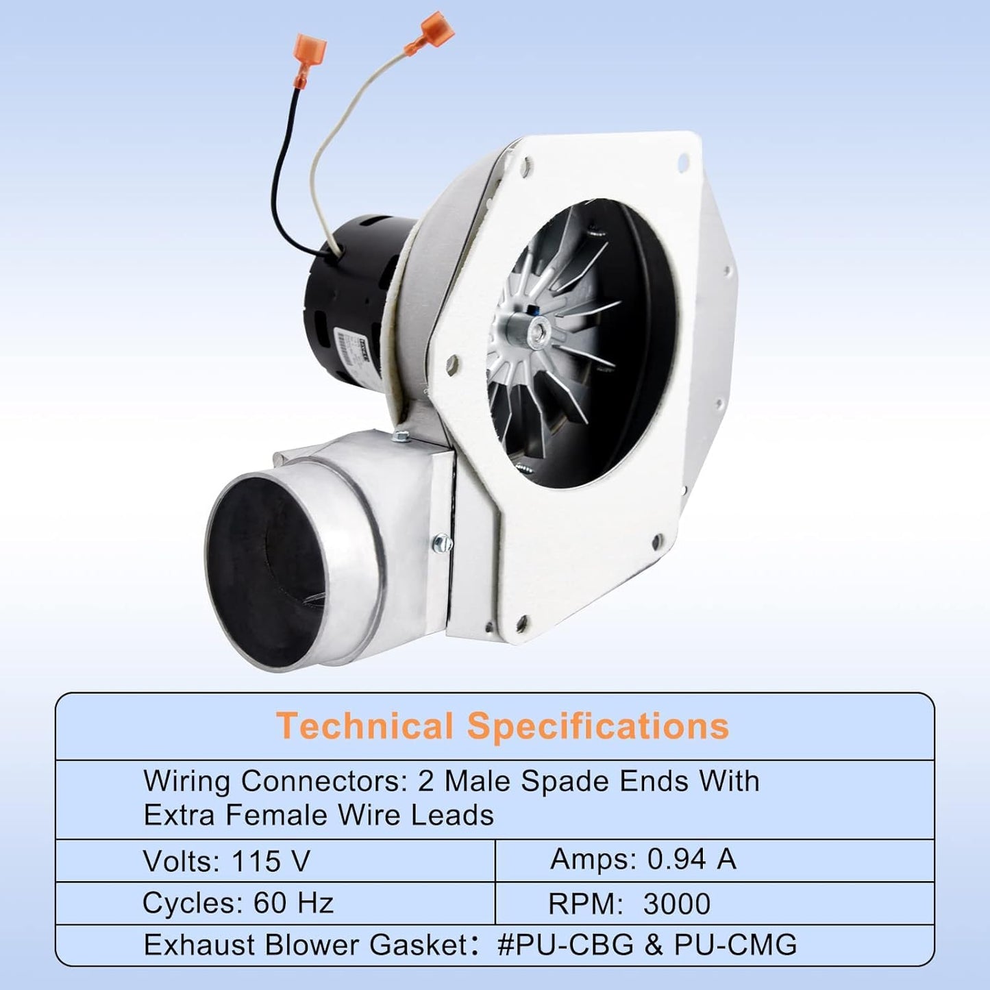 Criditpid PU-076002B Exhaust Blower & PU-4C442 Convection Blower Fan Kit for Englander 25-PDVC, 55-SHP10 Pellet Stoves, with Gasket.