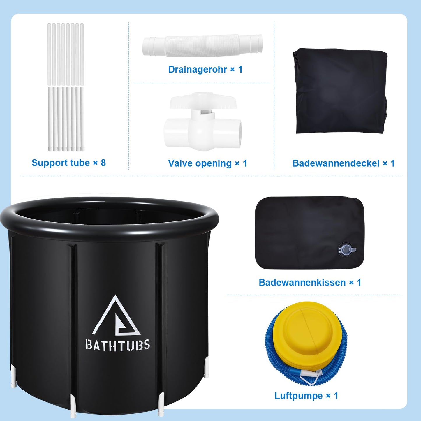 STARBRILLIANT Ice Bath Tub for Athletes, 85 Gal Portable Cold Plunge Tub with Pump for Cold Water Therapy and Recovery, Indoor & Outdoor and Gym, Black