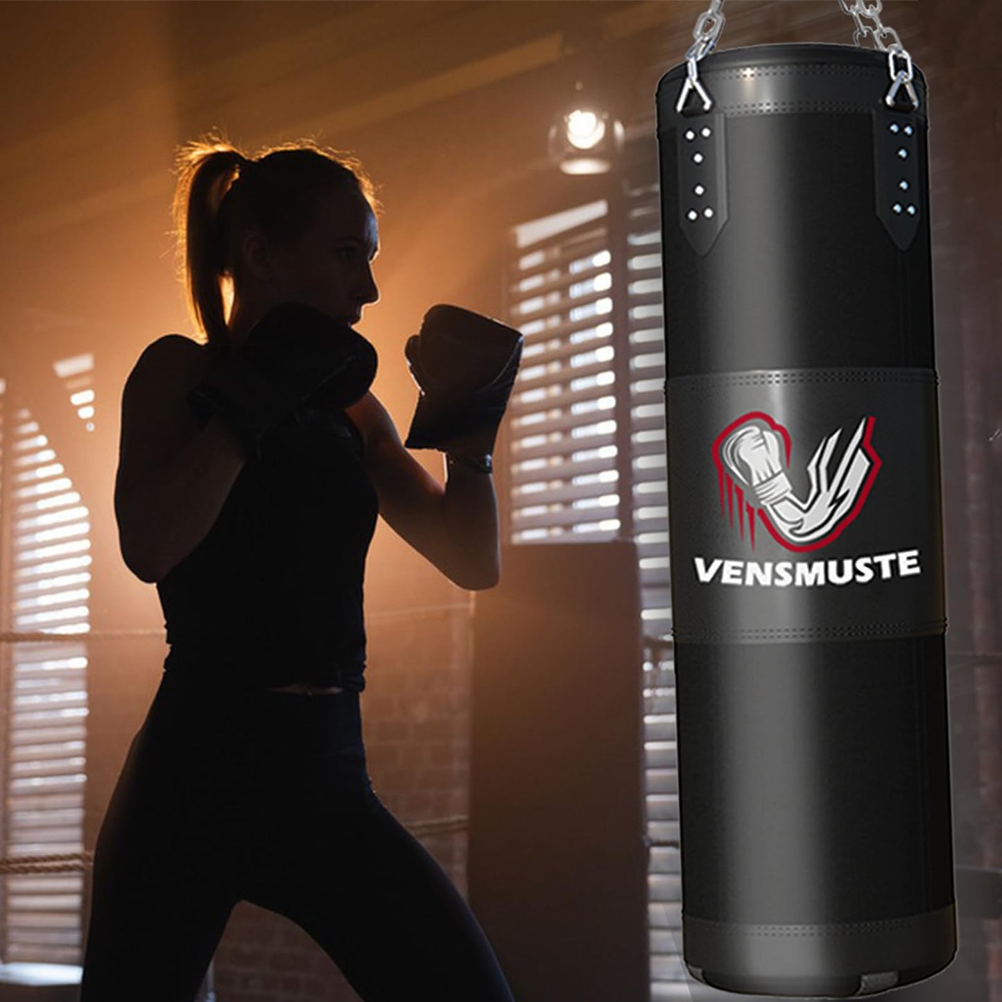 Vensmuste Punching Bag for Adults, 4FT Oxford Heavy Boxing Bag Set, Punching Bag with 12OZ Boxing Gloves, Chains, Hand Wraps, etc. Suitable for MMA Karate Kickboxing Boxing - Unfilled