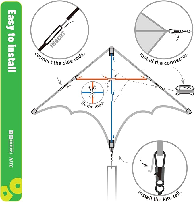 Delta Mecha Kite - for Kids & Adults, Easy to Fly, 36 x 55 Inches, Beginner Kites for Beach Days & Park Fun and Family Outdoor Activities, Cool Kites with Kite String Spool（Green）