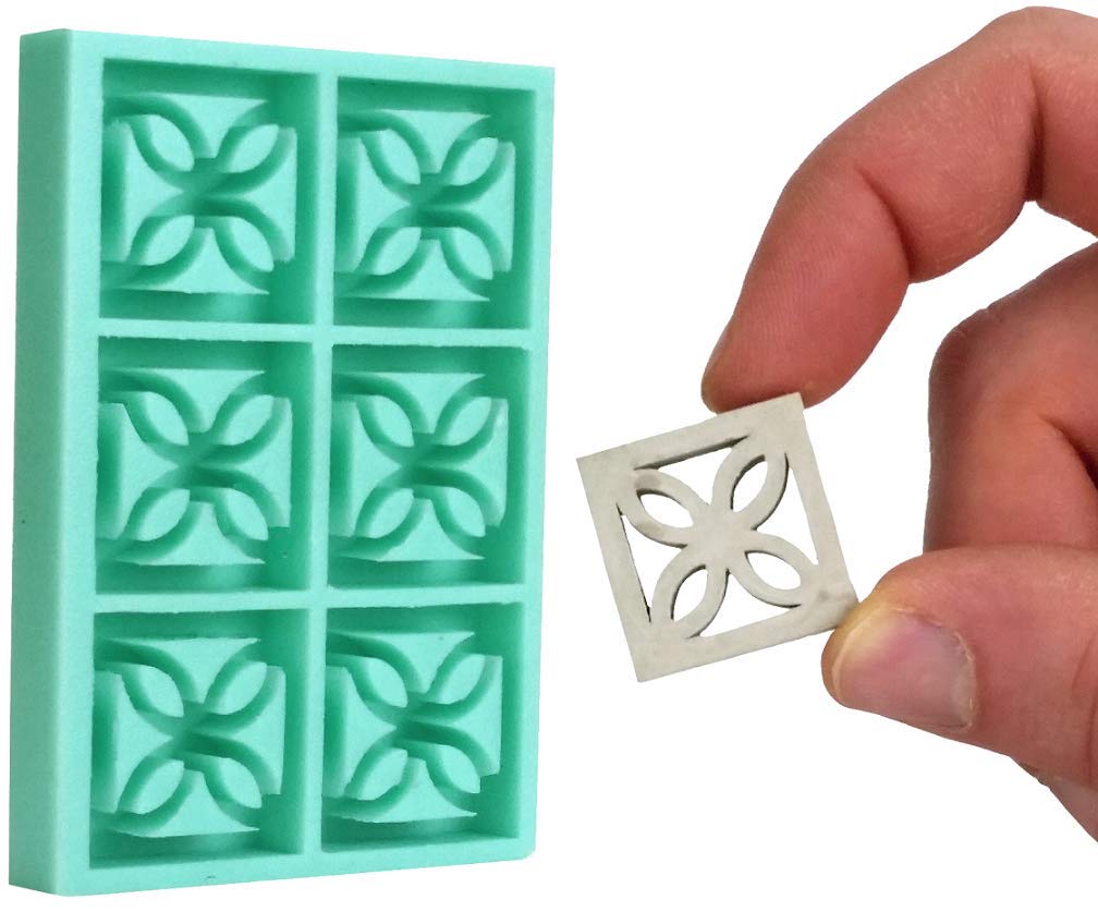 Acacia Grove Mini Breeze Block Mold, Clover Lily Screen Blocks #399, 1:12 Scale Mid Century Modern, Silicone
