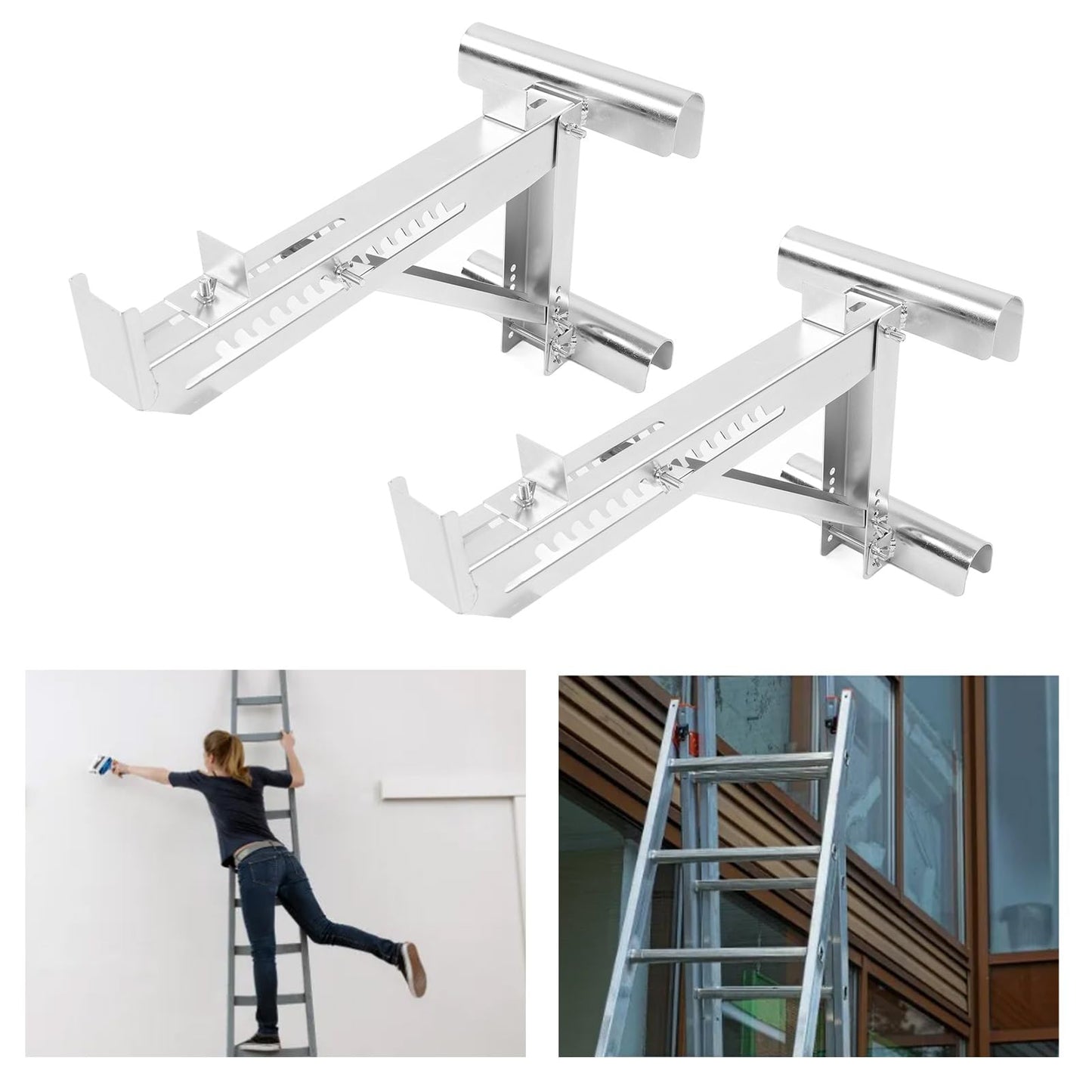 Ejoyous Ladder Jack Kit, 2PCS Ladder Jacks Adjustable Stabilizer Tripod Load Bearing Bracket Alloy Steel Ladder Stand Kit