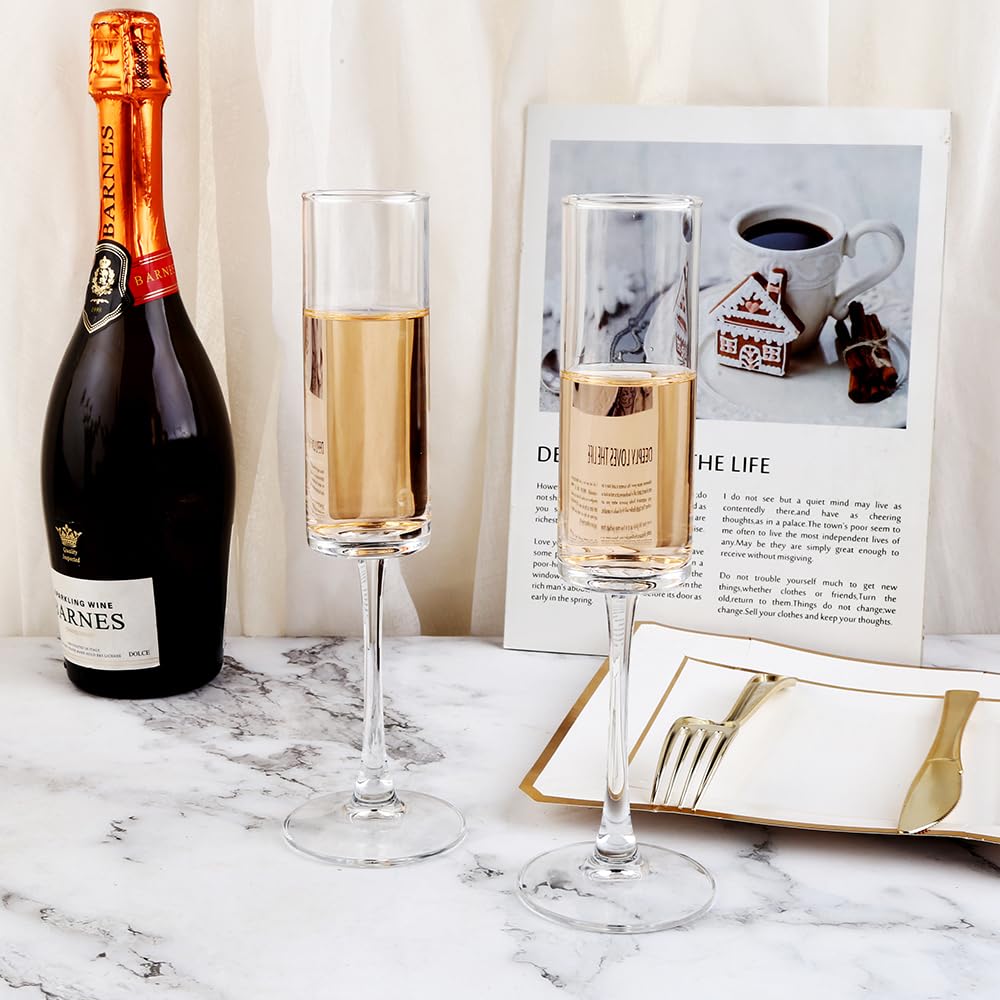 BTGLLAS Champagne Flutes Set of 4, 160ML - Elegant Glass Champagne Flutes for Celebrations - 5.5oz Capacity, Clear (Glass, 4Pcs160ML)
