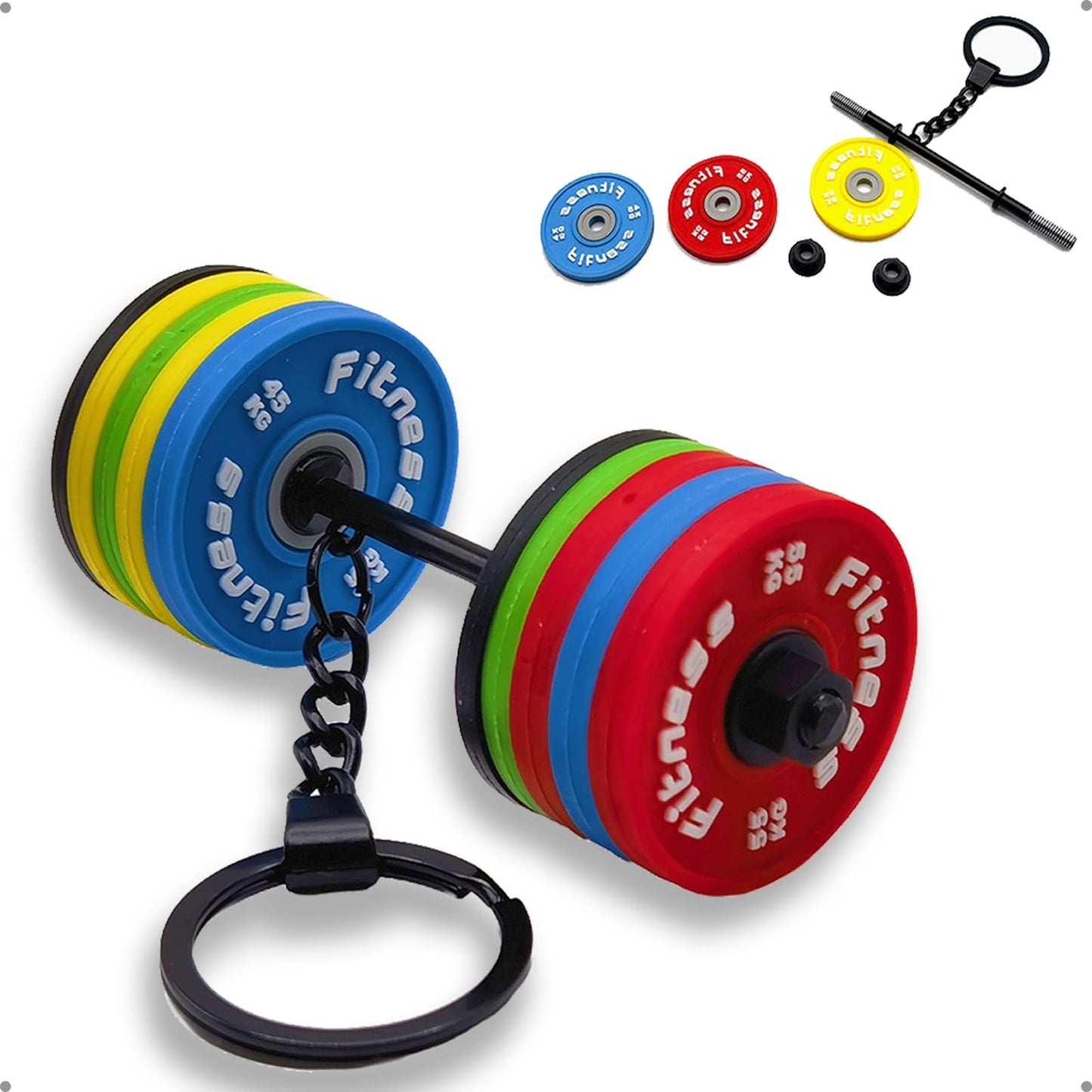 Levesica Fitness Keychain Gym Mini Barbell Keychain Weightlifting Keyring Silicone Motivational Weightlifting Gifts for Boyfriend Girlfriend, Gifts for Personal Trainer