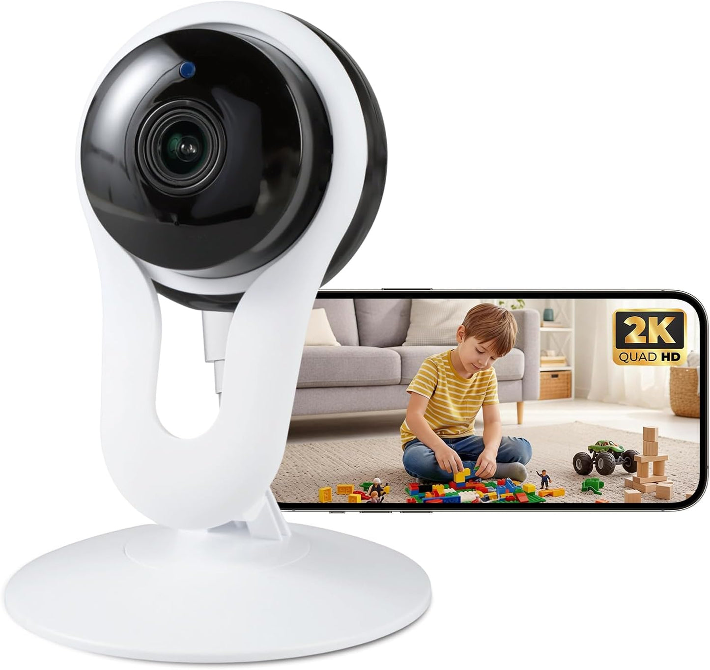 woomo 2 Pack 2K 2-Way Setup 2.4G Indoor Camera for Pet & Baby Monitoring, Clear View, Motion Alerts & Night Vision