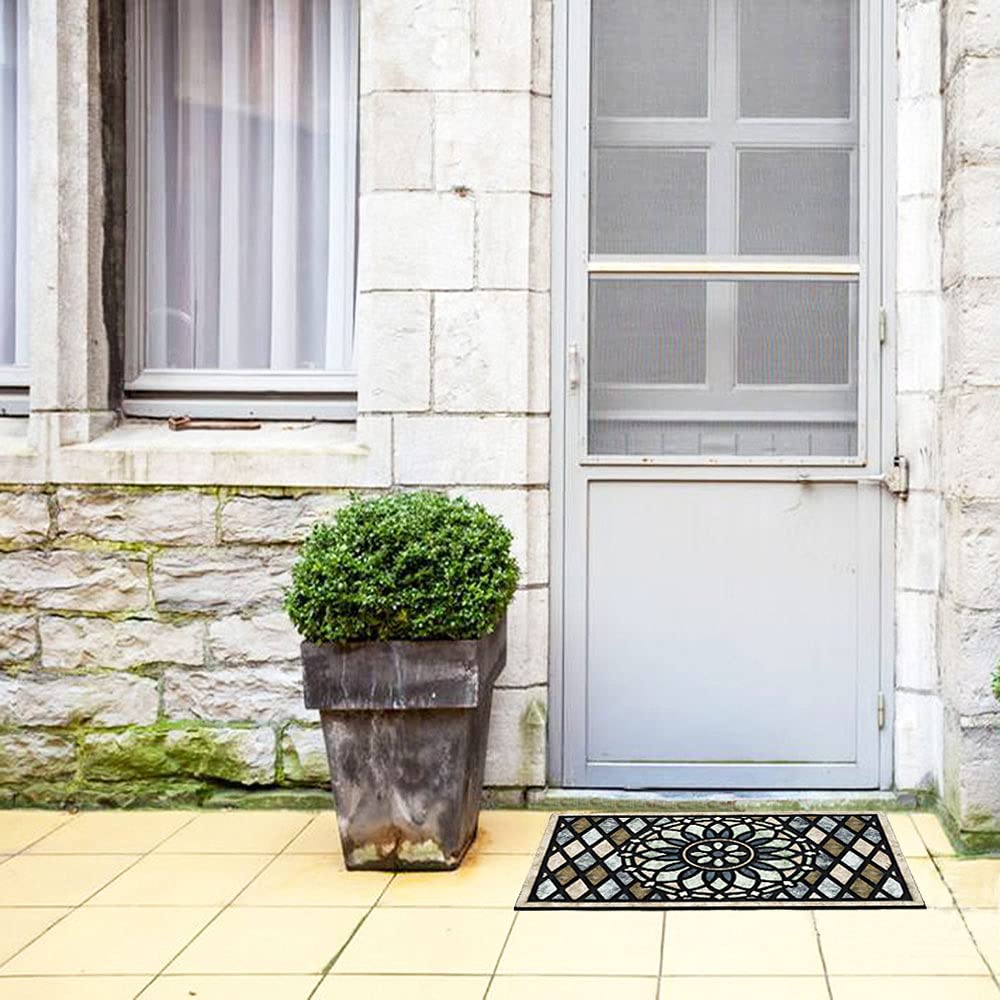CHICHIC Welcome Door Mat 24 x 36 Inch Front Doormat Outdoors for Home Entrance Outdoors Mat for Outside Entry Way Doormat Entry Rugs, Heavy Duty Non Slip Rubber Back Low Profile, Flower