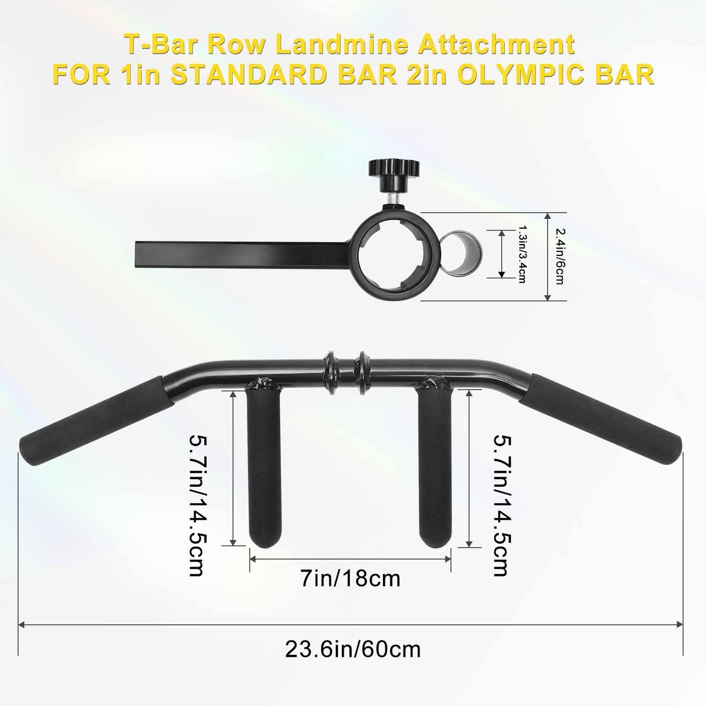 T Bar Row Landmine Attachment: T Bar Row Handle for 2In Olympic Barbell & 1In Standard Bar - Multi-Grip Tbar for Strength Workout Training
