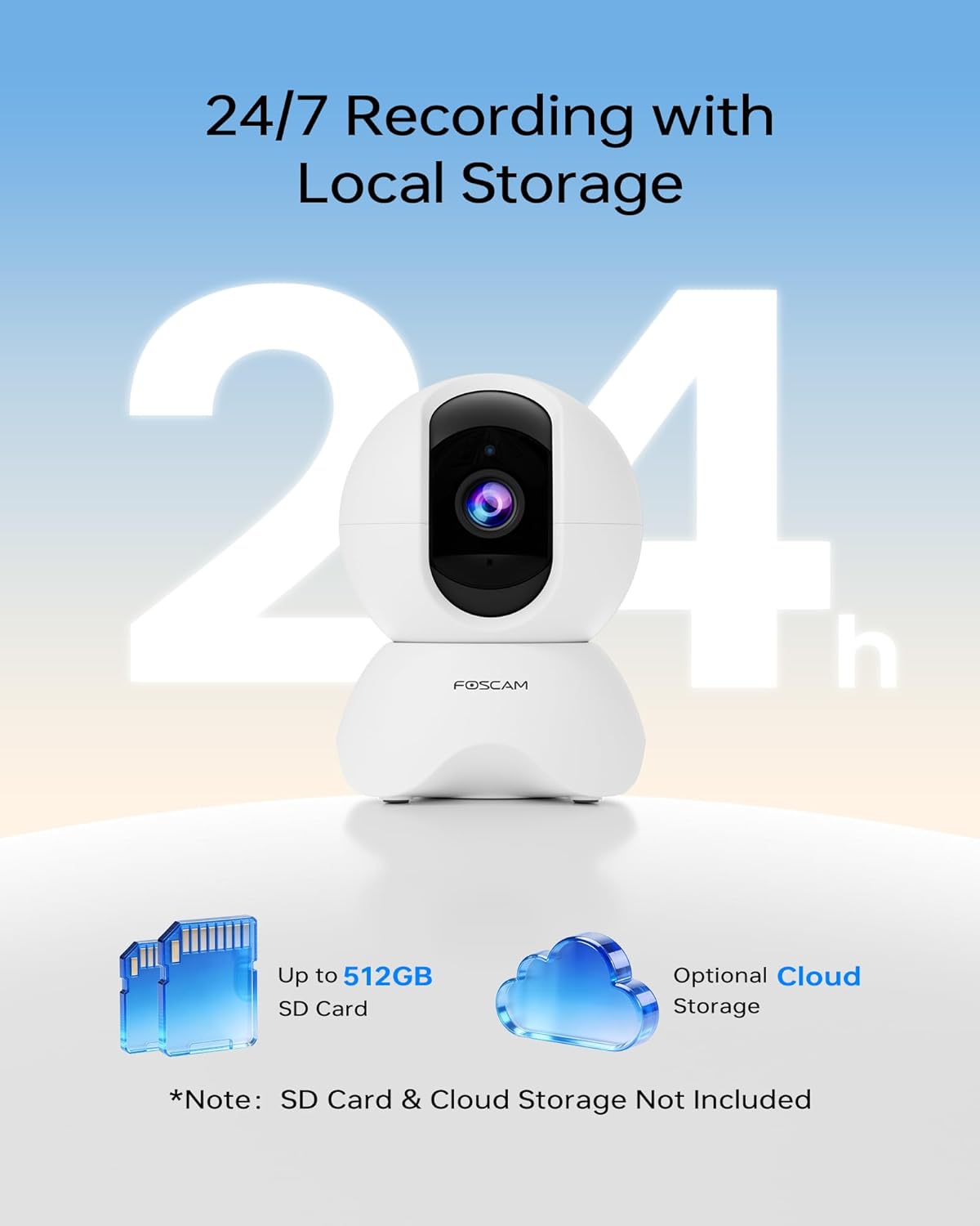 FOSCAM 3K 360 5MP 2-Way 2.4GHz (R5 Security Camera Indoor, PTZ Baby & Pet Monitoring for Home Security, Night Vision