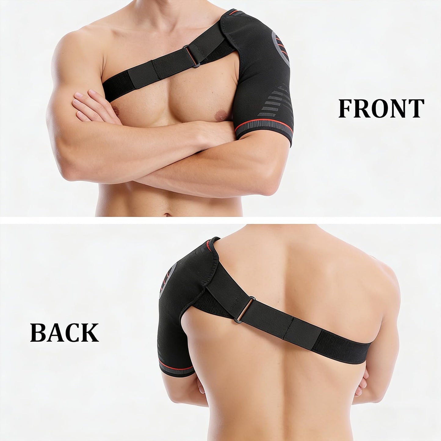 Novotechcal Adjustable Shoulder Brace, Shoulder Support Brace, Shoulders Pain Relief & Sports Protection, Rotator Cuff Compression Sleeve with Replacement Straps for Weightlifting, Gym Workouts