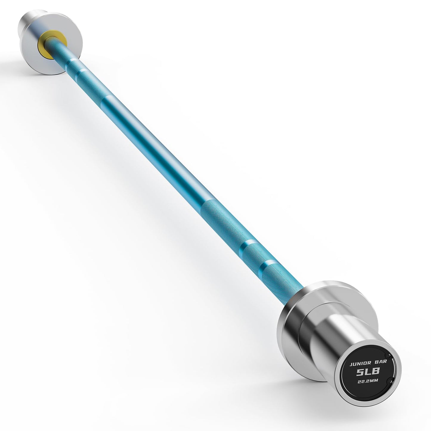 PAPABABE 5LB Mini Barbell Bar 4ft Technique Training Barbell For Beginner Women kid 2-inch Plate Barbell for Home Gym Fitness Blue-Silver