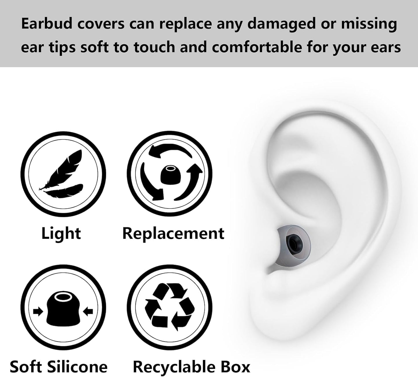 MMYQXI 3.8mm -5.1mm) 9 Silicone Replacement Earbud Tips Earbud Covers Fit for in-Ear Headphones (Inner Hole Ear Bud