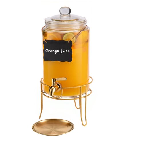 1 Pack1 Gallon Glass Drink Dispensers For Parties.Beverage Dispenser,Glass Drink Dispenser With Stand