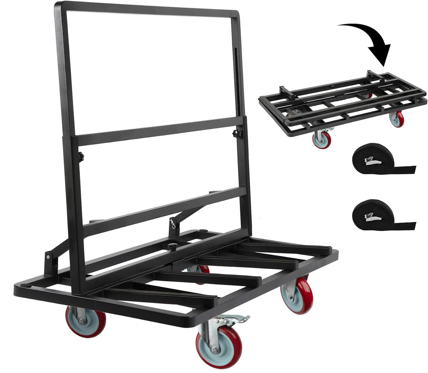 Eastrexon Folding Drywall Dolly w/ 5" Swivel Casters, 44.5" x 22" x 40" Plywood Cart w/ 2000 LBS Load Capacity, Portable Panel Truck Cart for Handling Plywood, Plasterboard, Glass