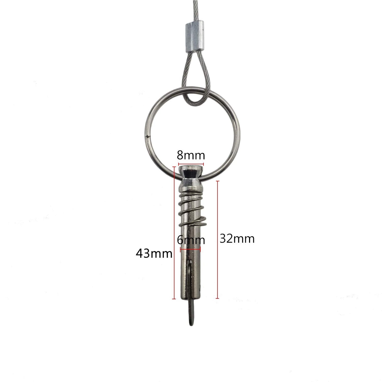 4 PCS Full 316 Stainless Steel Marine Hardware Quick Release Pin 1/4" Diameter w/Drop Cam & Spring - Lanyard Prevents Loss Bimini Top Pin with Free Fasterners