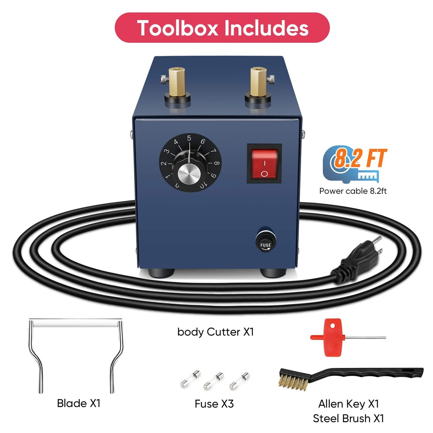 ROMECH 160W Adjustable Electric Rope Cutter, Hot Knife Thermal Blade, Bench Mount Cutting Tool Kit for Braid Fabric Webbing Belting Ribbon (160W, RM-025)