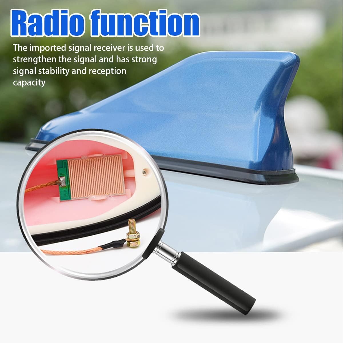 BELOMI Car Shark Fin Antenna Cover, Roof Aerial Base AM/FM Radio Signal for Car SUV Truck, Vehicle Shark Fin Shape