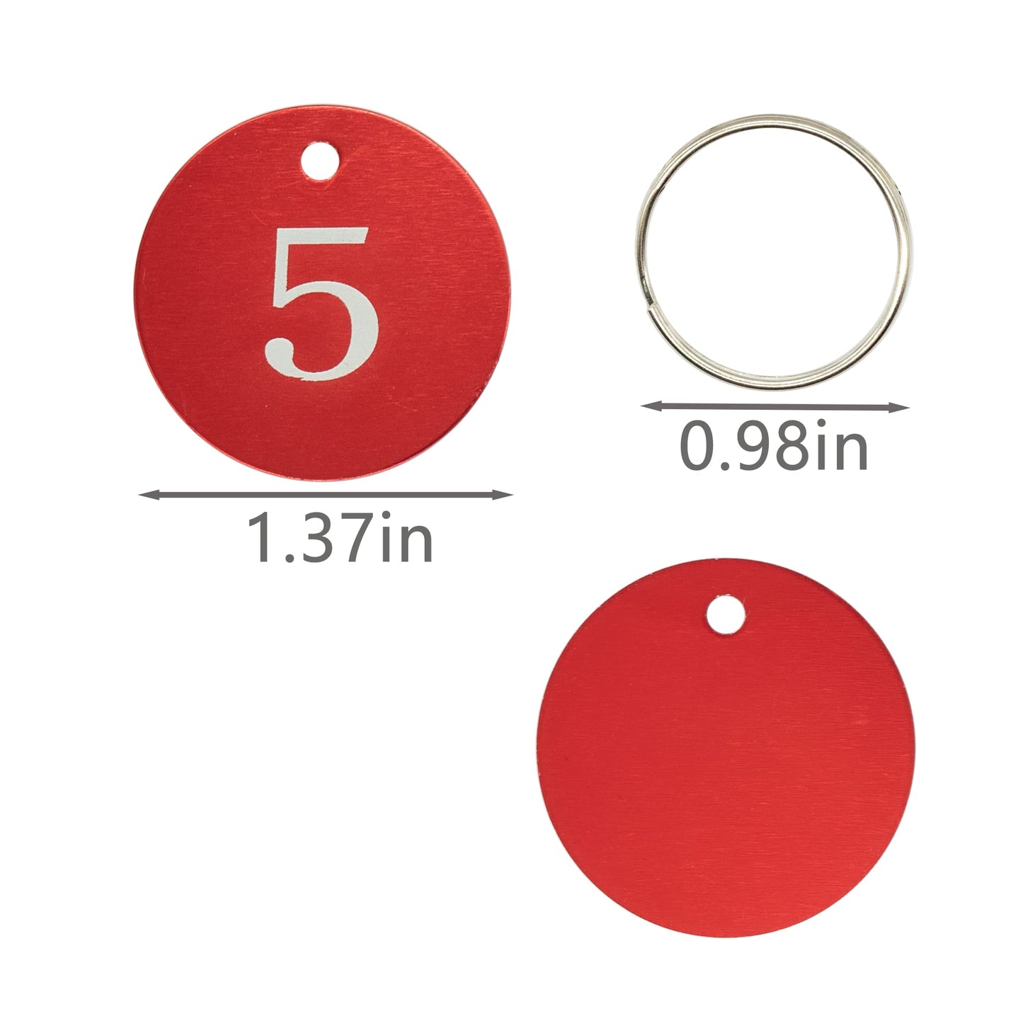 StayMax Round Aluminum Engraved Number Tags Key Tags ID Tags (1-10, Red)