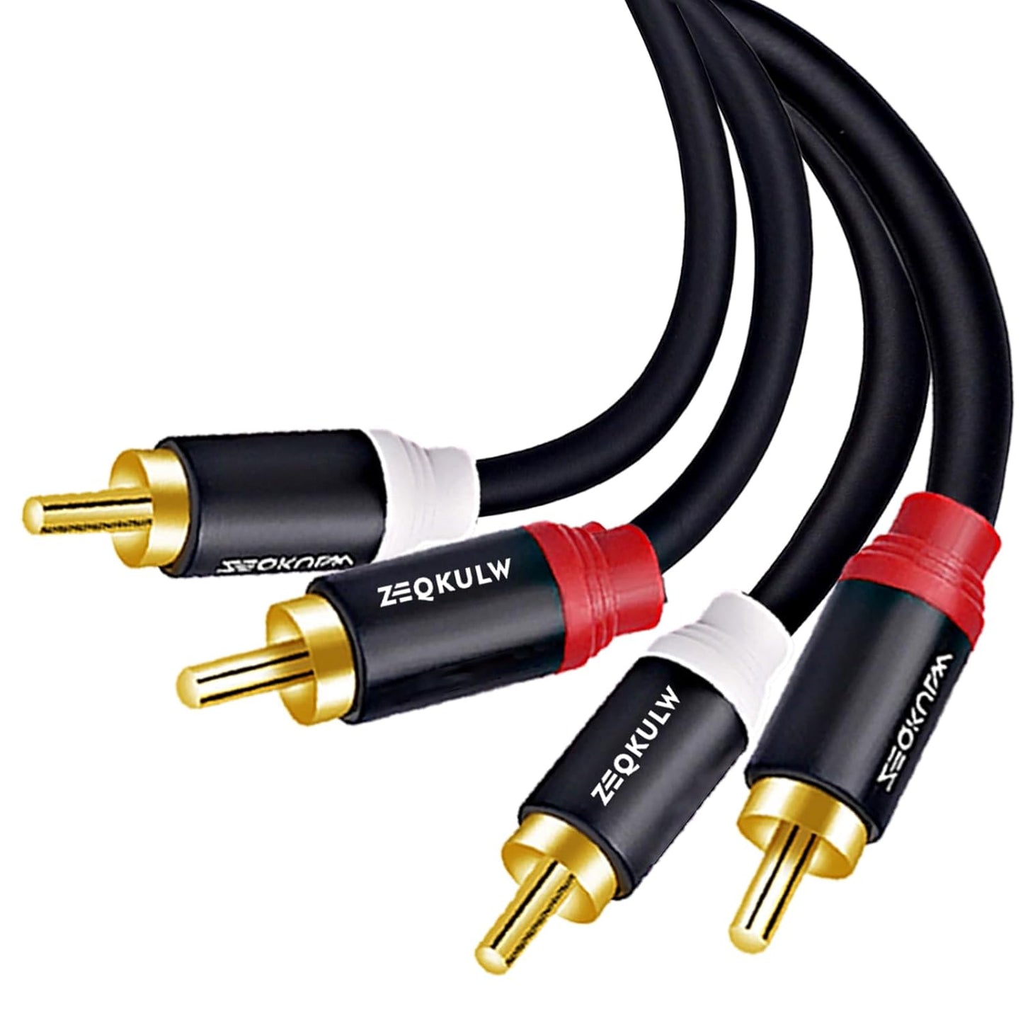 ZEQKULW 2RCA 25 2 (1,Black, 25FT) Audio Subwoofer Cable ft Male to Male Stereo Dual RCA Cables Shielded Gold-Plated RCA