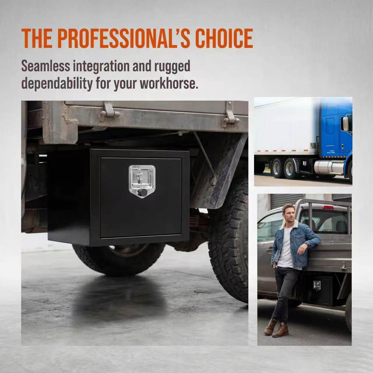 24" Underbody Truck Tool Box, Heavy Duty Steel Underbody Toolbox 24 x 12 x 14 with T-Handle Lock & Weatherproof Seal, Lockable Truck Trailer Tool Box for Pickup, Flatbed, RV, Van, Utility Vehicles