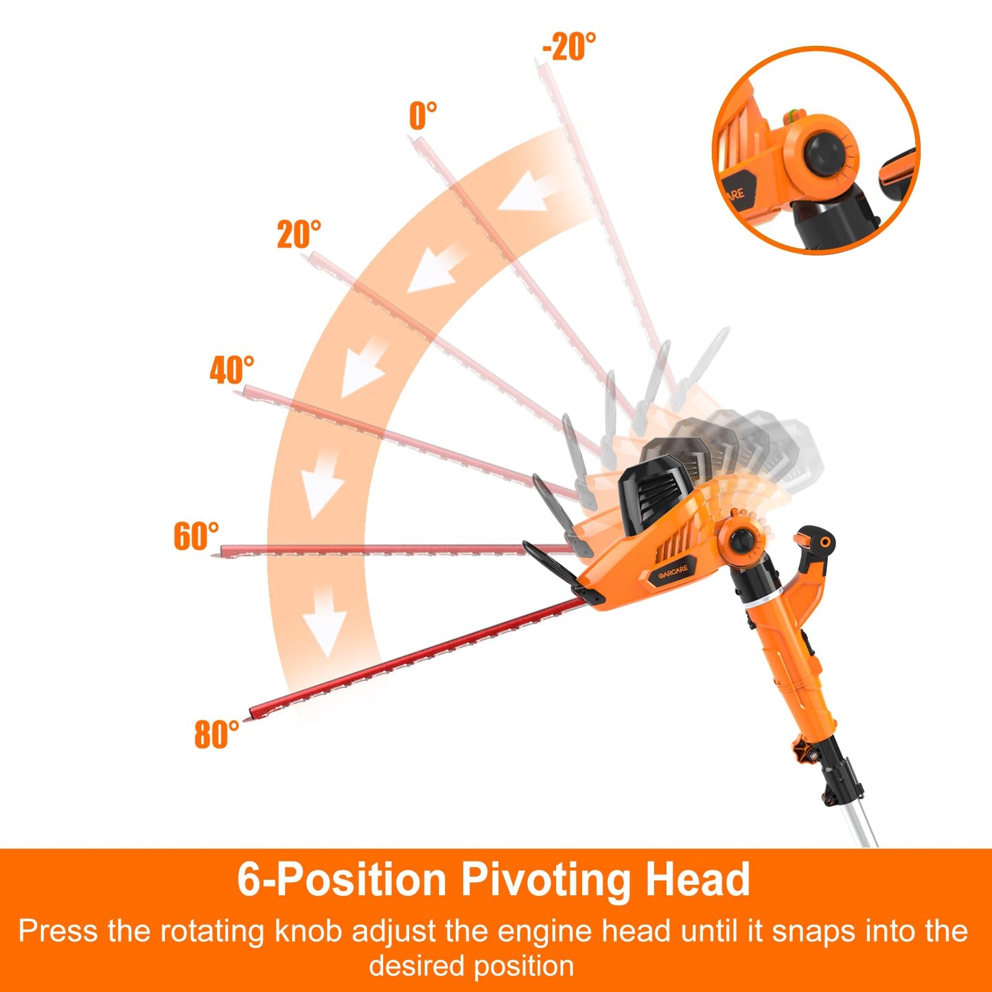 GARCARE 2 in 1 Hedge Trimmer Corded - 4.8A Telescopic Pole Hedge Trimmer, 18" Dual-Action Blade & Adjustable Head, Long Reach Branch Cutter for Tall Bushes