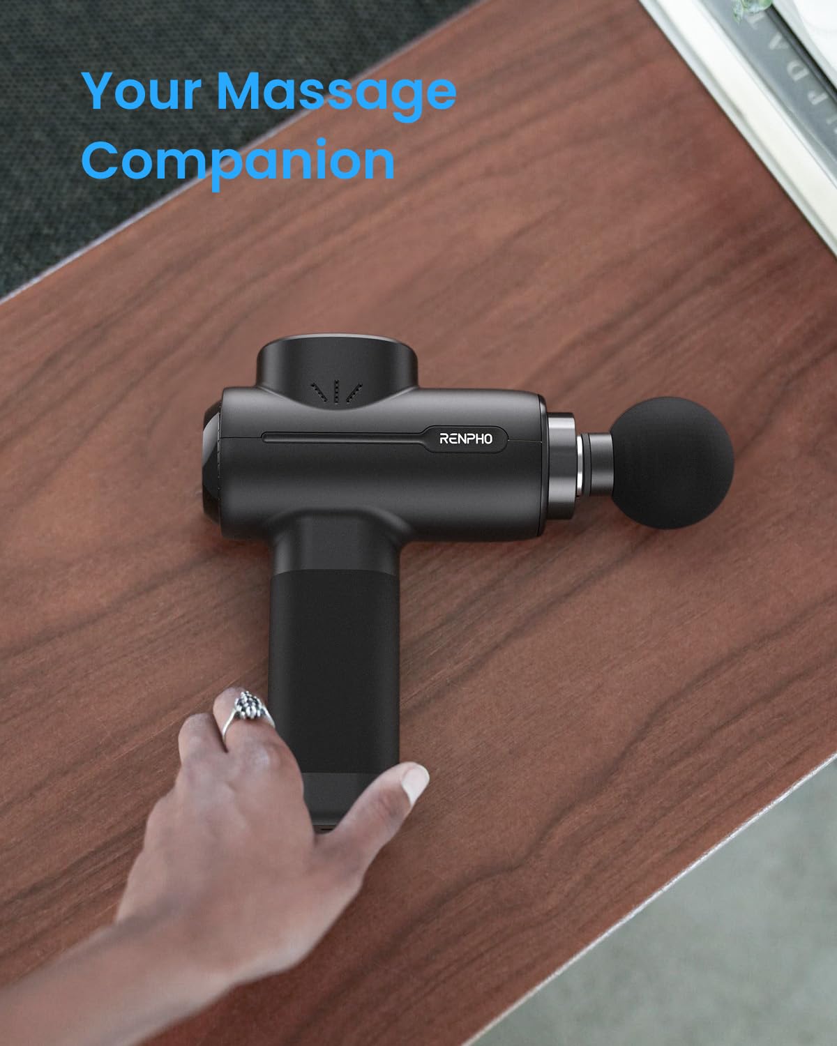 RENPHO Active+ Percussion Massage Gun, Fathers Day Dad Gifts, 5 Adjustable Speeds for Back, Neck, Muscle Recovery - App Controlled Guided Courses, Carry Case for Professional Athlete, Gym and Travel