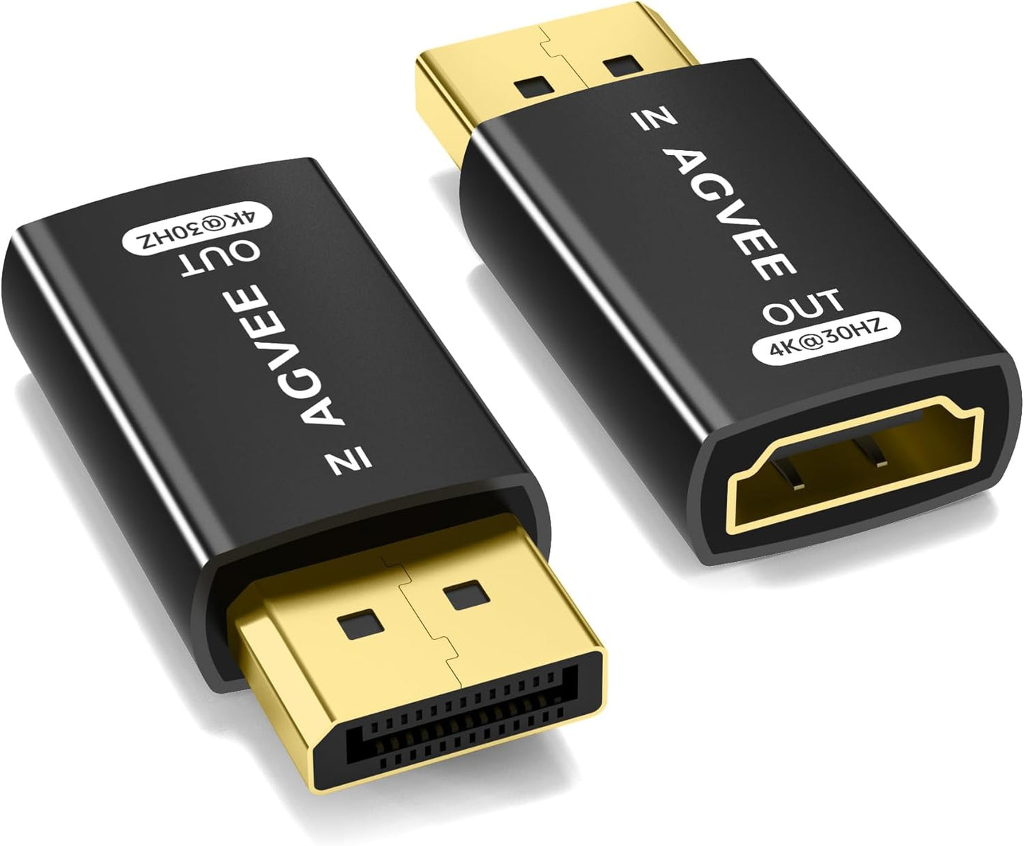 AGVEE 2 Pack 4K@30HZ 2K@60HZ 1080P@120HZ Display Port to HDMI Adapter, Alloy Shell DP Displayport PC to HDMI Display