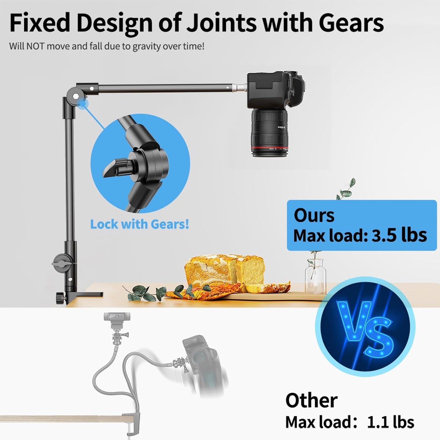 KDD 27in 4.7"-12.9" 12.9 Tablet Stand Holder, Adjustment iPad Phone Mount, Long Arm Webcam Stand Projector Camera Mount