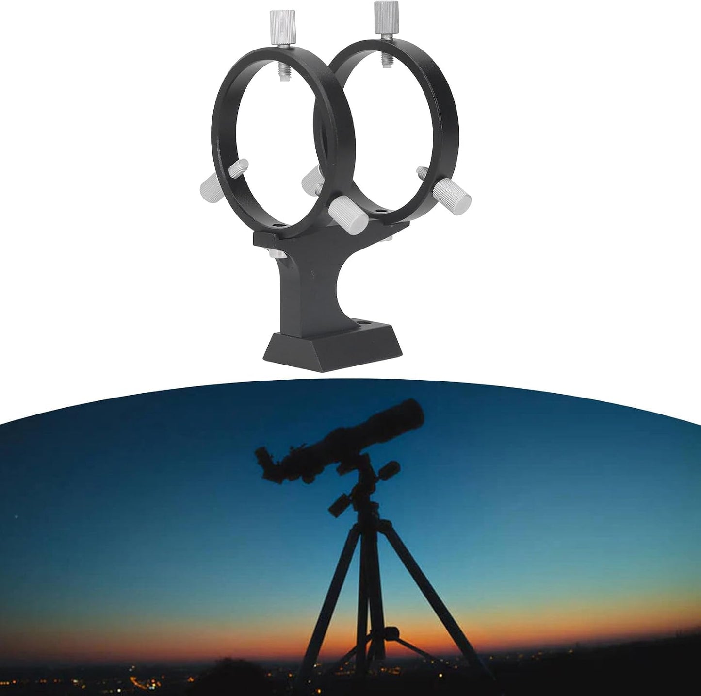 1/4 Inch Telescope Finder Scope Mount, Adjustable Bracket with Fixing Ring and Screw for Astronomical Telescopes