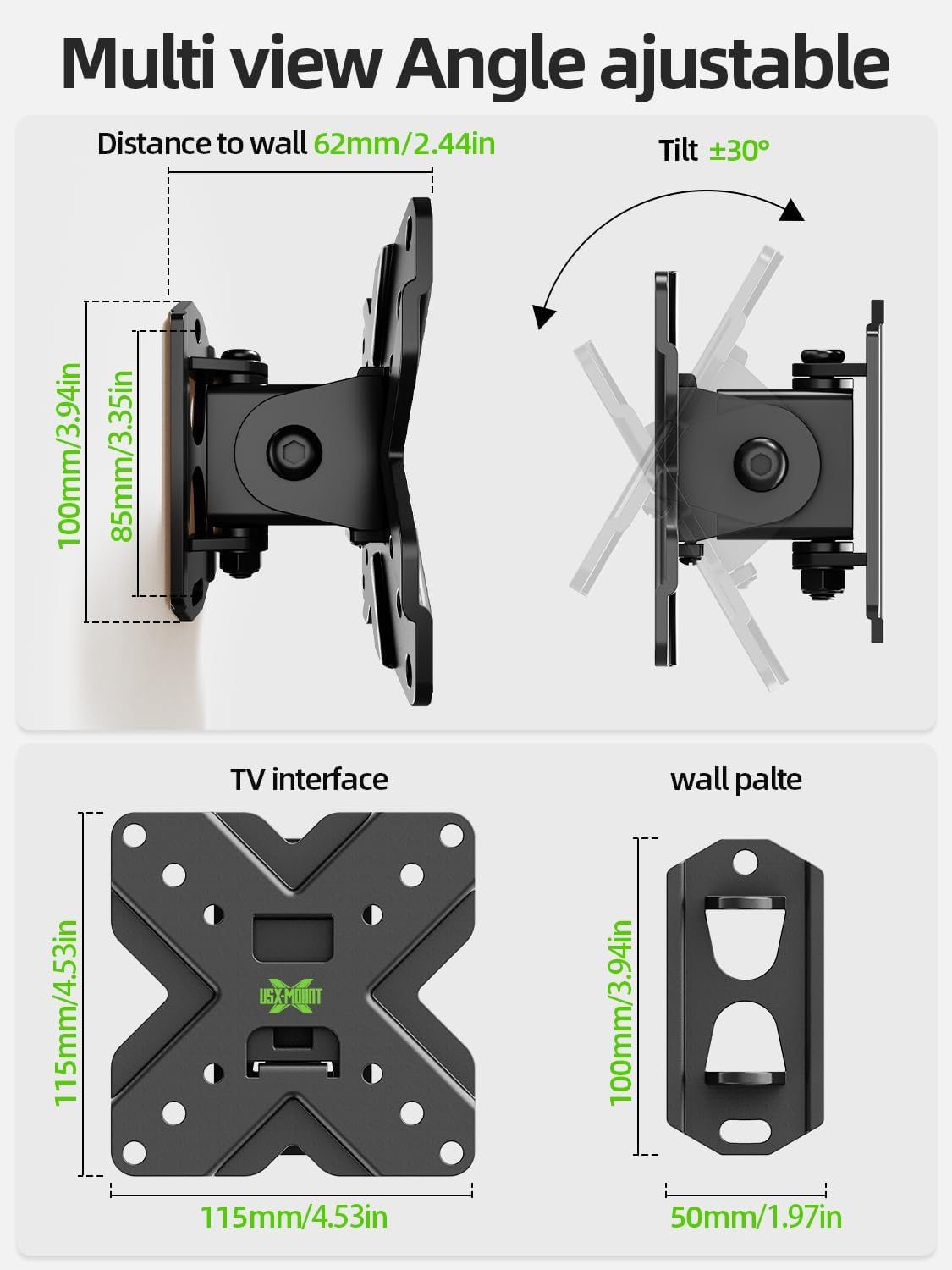 USX MOUNT Small TV Wall Mount Bracket - Swivel & Tilt VESA Mount for 10-32 Inch LED/OLED TVs | 22lb Capacity