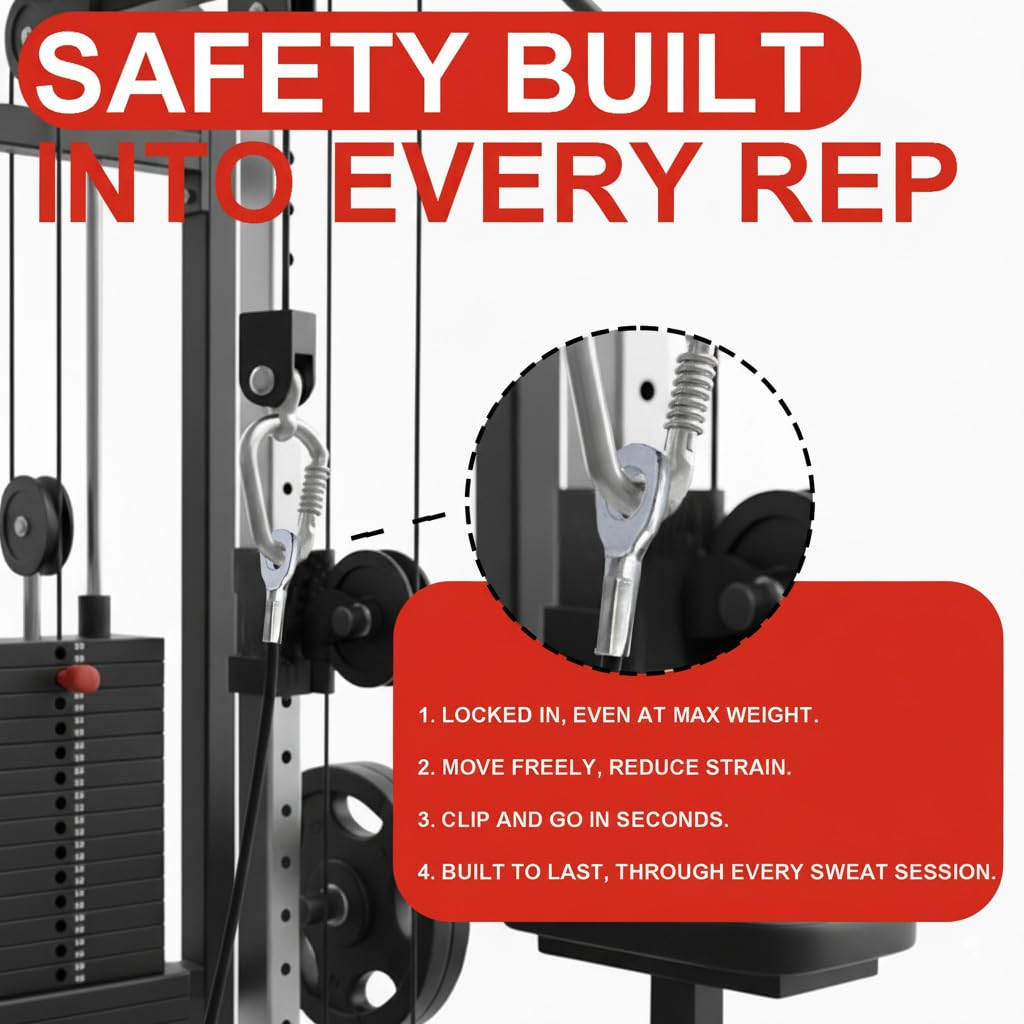 J Bryant Fitness Pulley Cable Replacement - 5mm(0.2inch) Heavy Duty Steel Wire Rope for Home Gym & Cable Machine Accessories Black/Red Cable for Weight Machine (Black, 219")