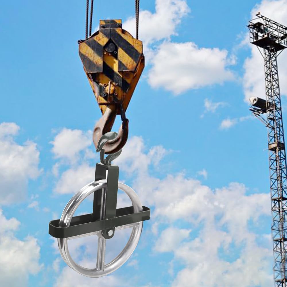 POPMOON Scaffold Hoist Pulley 12" Scaffolding Wheels Aluminum Pulley Wheel 1000lbs Ladder Hooks Pulleys for Lifting with Rope