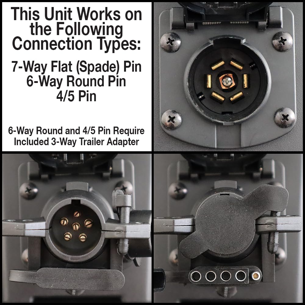 Innovative Products of America Light Ranger MUTT®: USA Made Universal Portable and Water-Resistant Trailer Light Tester with 7-Way Spade Pin Style with Adapter