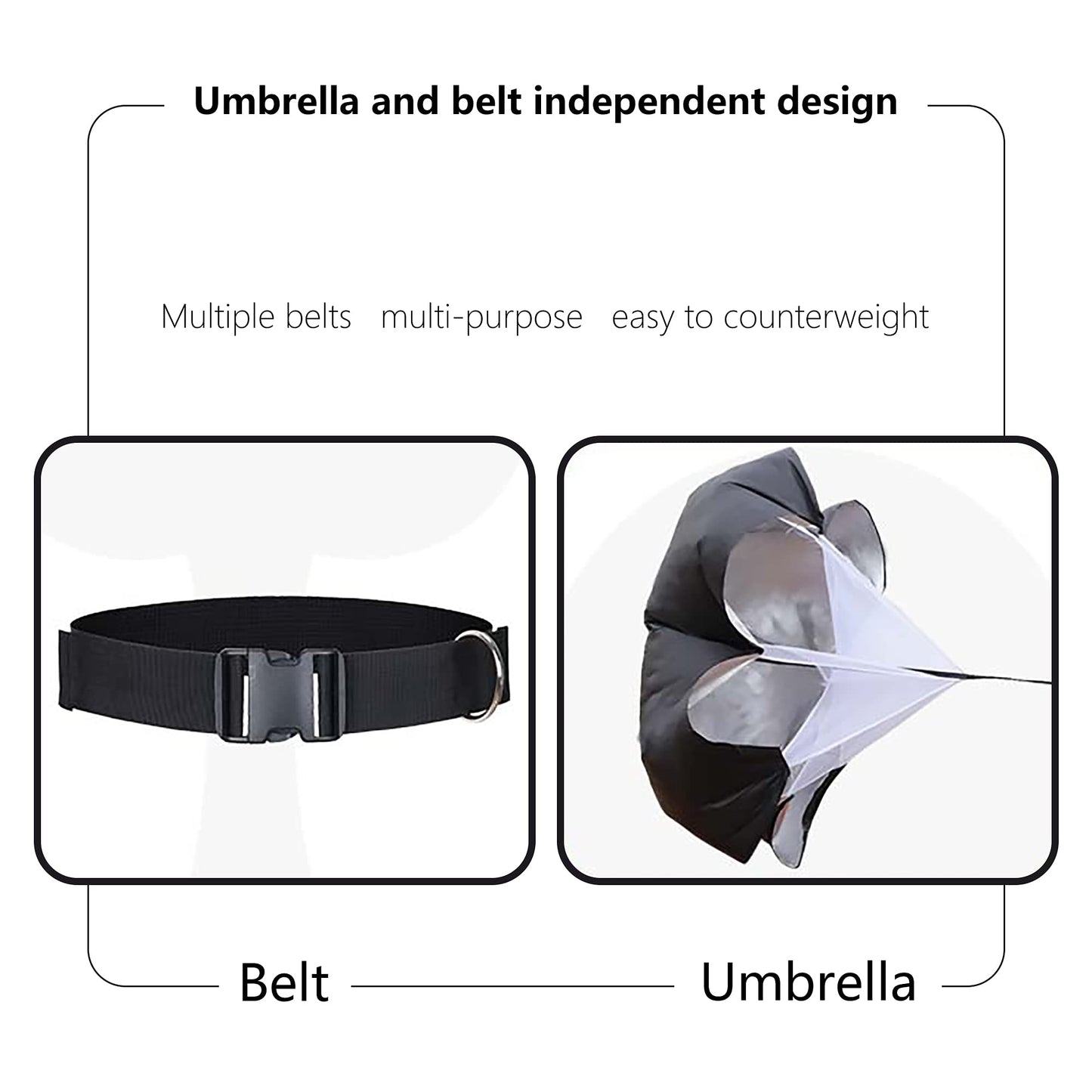"N/A" 2 Umbrella Running Parachute Speed Training 56 inch Speed Training Resistance Parachute for Kids Youth and Adults Weight Bearing Running and Fitness Core Strength Training