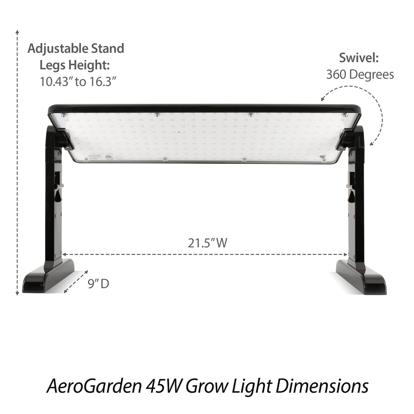 AeroGarden 45W LED Grow Light Panel - Grow Light for Plants, Includes Stand and Hanging Kit