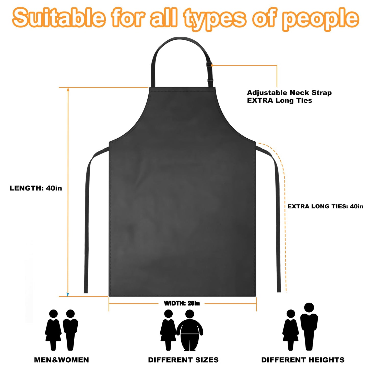 Gotega 4 Pack Waterproof Rubber PVC Apron Adjustable Dishwasher Apron-Women Men Heavy Duty Work Apron for Dishwashing Chemical Lab Butcher Grooming Black
