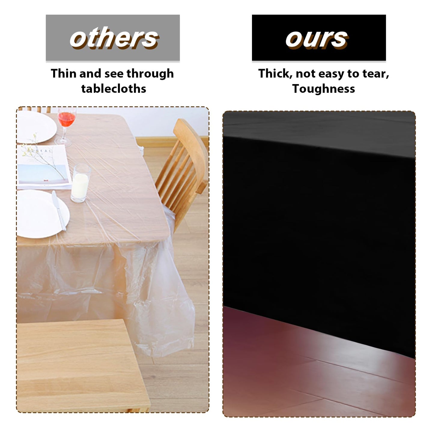 Fixwal 16 Pack Black Plastic Tablecloth Disposable Table Cloth 54" x 108" Plastic Table Cover Premium Rectangle Tablecloths for Baby Shower Engagement Halloween Wedding