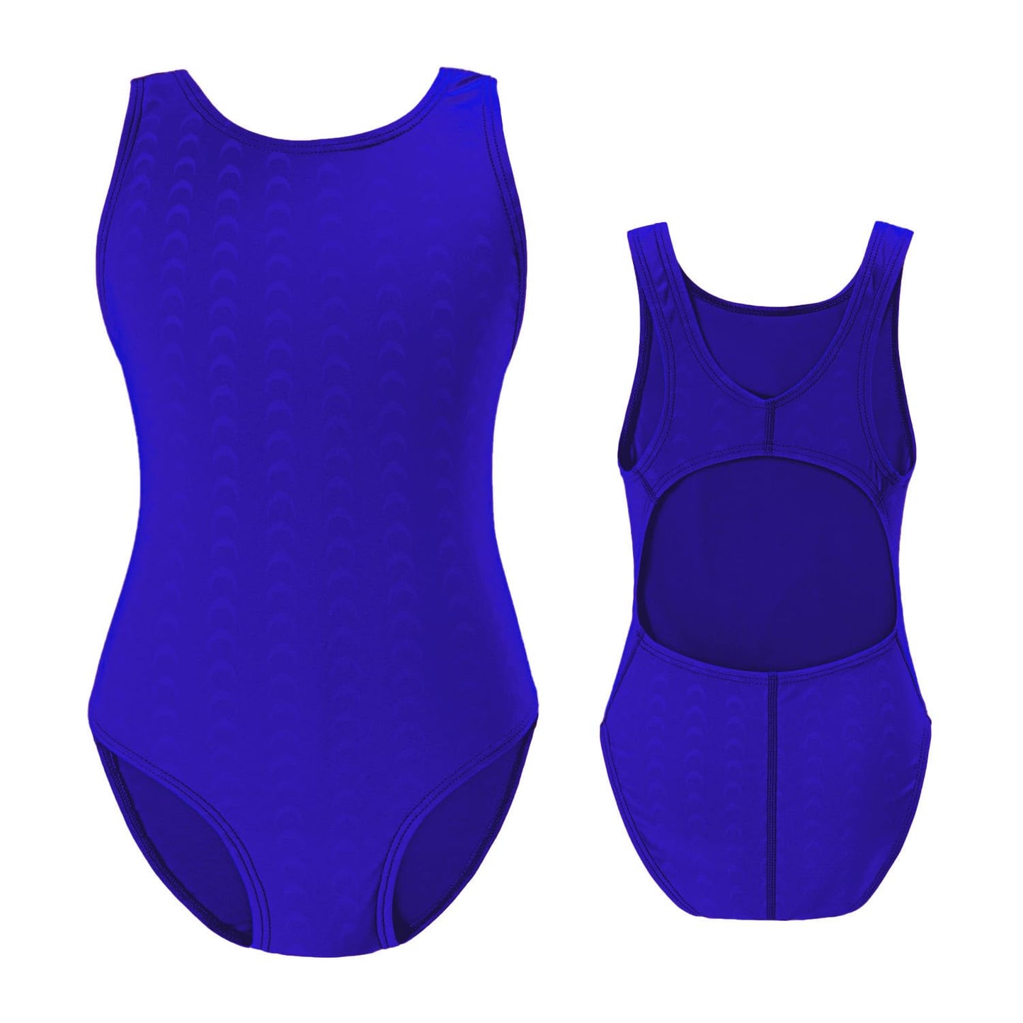 SOFEON Girls Athletic Swimsuits One Piece Kids Solid Competition Swimwear for Practice Swim Team Training Black Bathing Suits(P Blue,13-14T(XL))