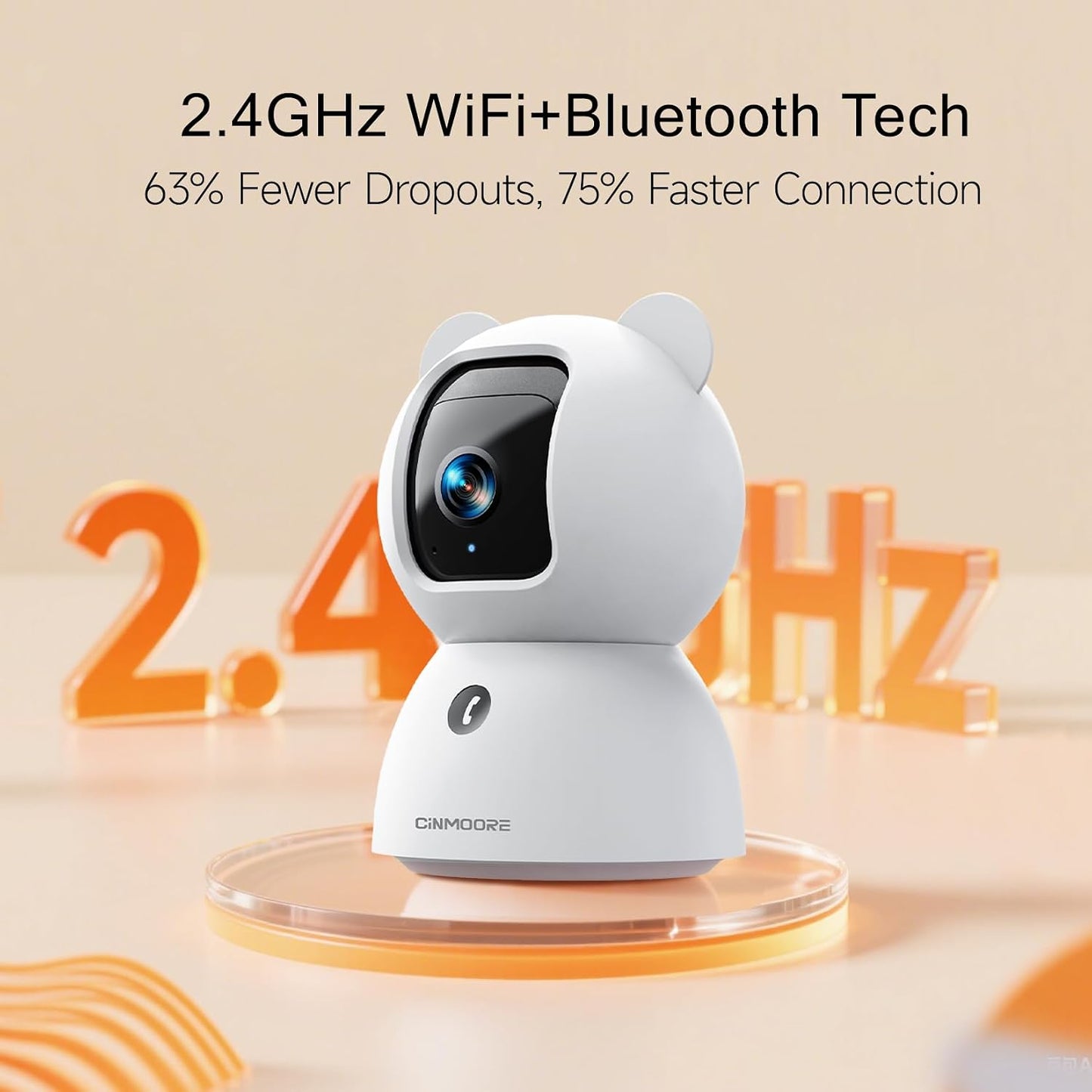 CINMOORE 2.5K 2pack, 4MP 2.4GHz 2-Way Indoor Camera Non-Subscription AI Person/Pet/Cry Detection, Pet/Dog/Cat/Baby