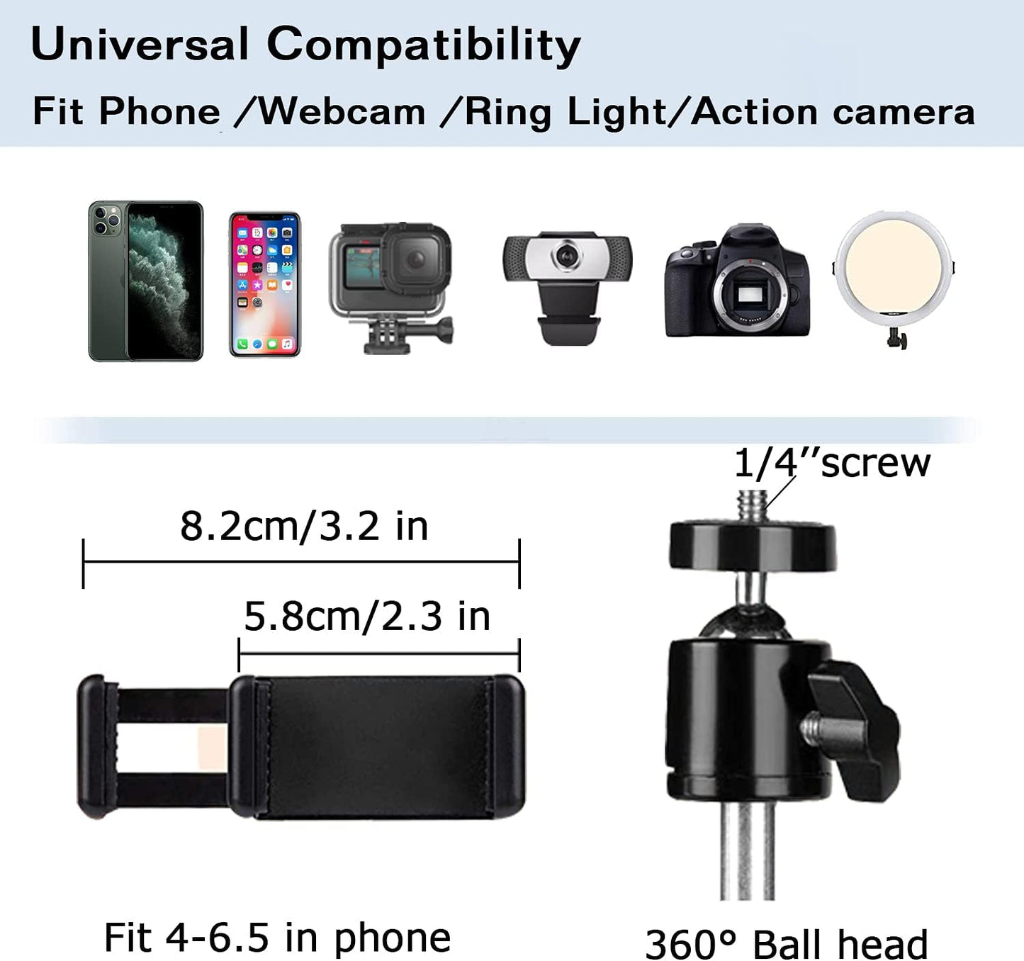 YIYANT Overhead Tripod Mount for Camera Webcam Ring Light, Long Over Head Articulating Arm with Phone Holder and Ball